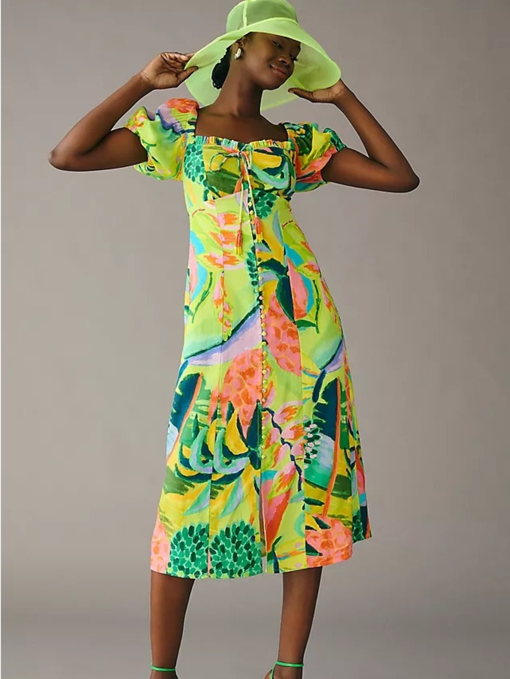 Farm Rio printed puff sleeve dress